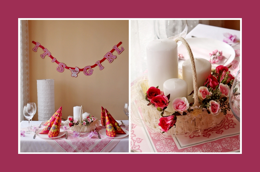 Deko Idee Baby-Shower Blumendeko Kerzen