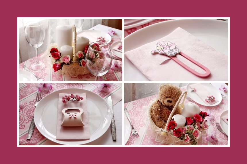 Deko Idee Baby-Shower Zartrosa Besteckfach