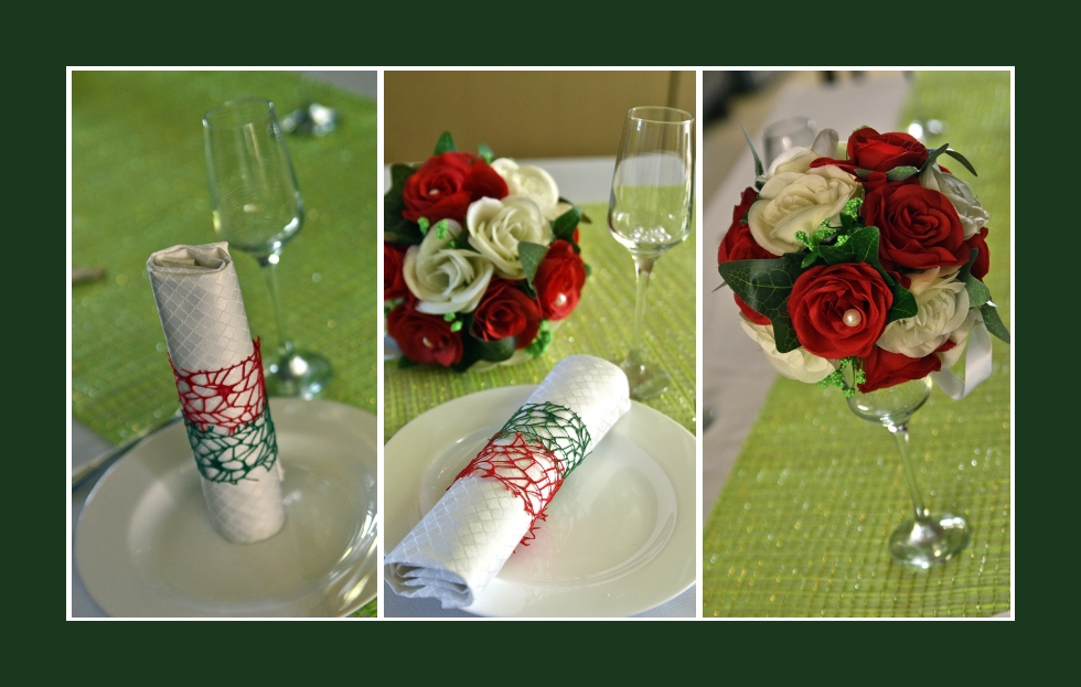 Deko Idee Hochzeit im Sommer Blumenstrauß Rot-Grün